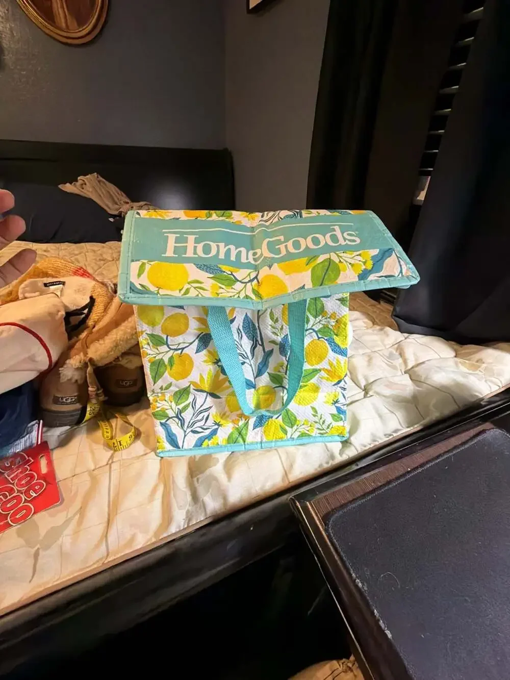 HomeGoods Lemon Print Insulated Cooler Tote Bag